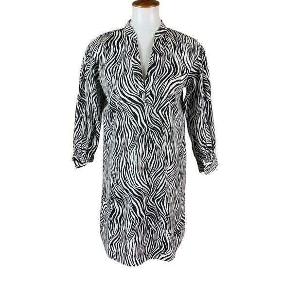 THML Zebra Print Tunic Dress XS Bold Animal Print Statement Modern Chic - Picture 1 of 5